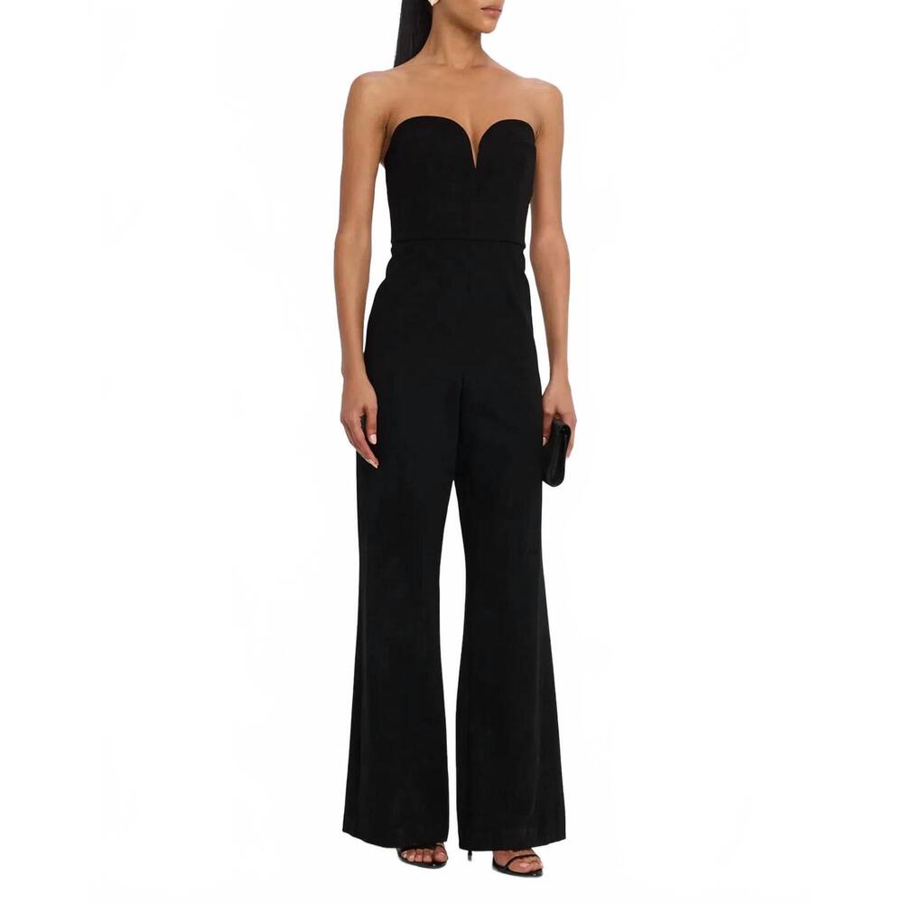 NEW SANS FAFF evening jumpsuit with sweetheart neckline in black